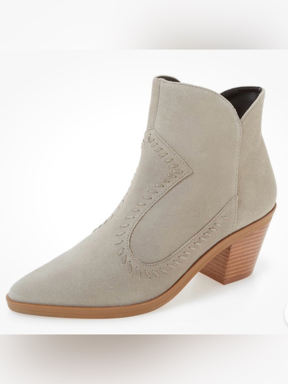 Rebecca Minkoff lulu western Slate Suede Ankle Bootie with Stacked Heel size 7